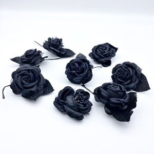 😊4/$20 Black Punk Goth Roses 8 Flowers Fake Faux Flowers Decorations